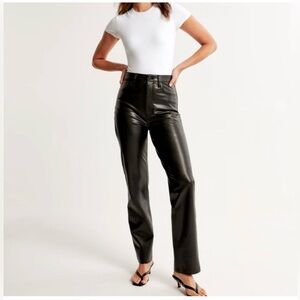 Abercrombie & Fitch leather high rise 90s straight leg pants